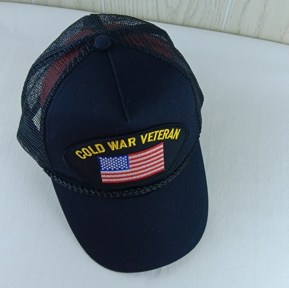 OTTO black snapback mesh Cold War Veteran American flag cord - Picture 2 of 9